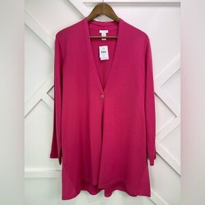 NWT J.Jill Hot Pink Wool Blend Open Front Tunic Cardigan Sweater Size 1X